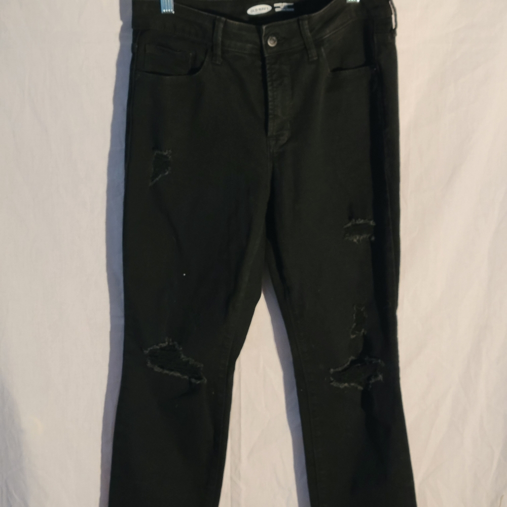 Old Navy High-rise Distressed Blavk Jeans